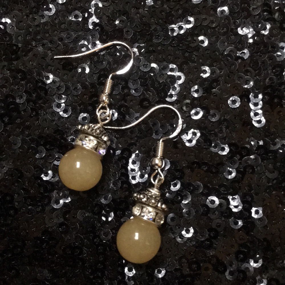 Crown Earrings in Yellow Quartz and simulated Diamond accents